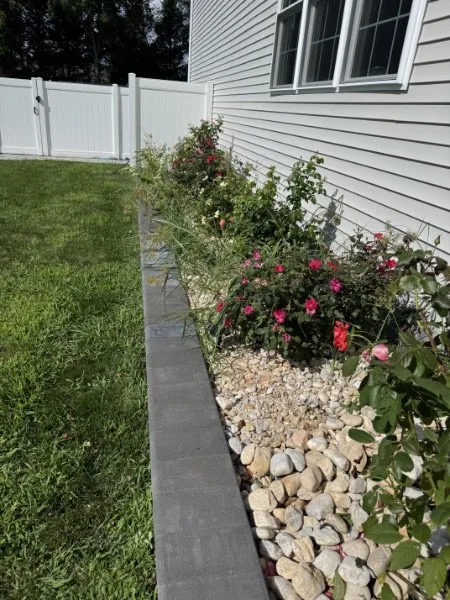 Flower bed along the side of the home before weeds and loose growth were cleared.